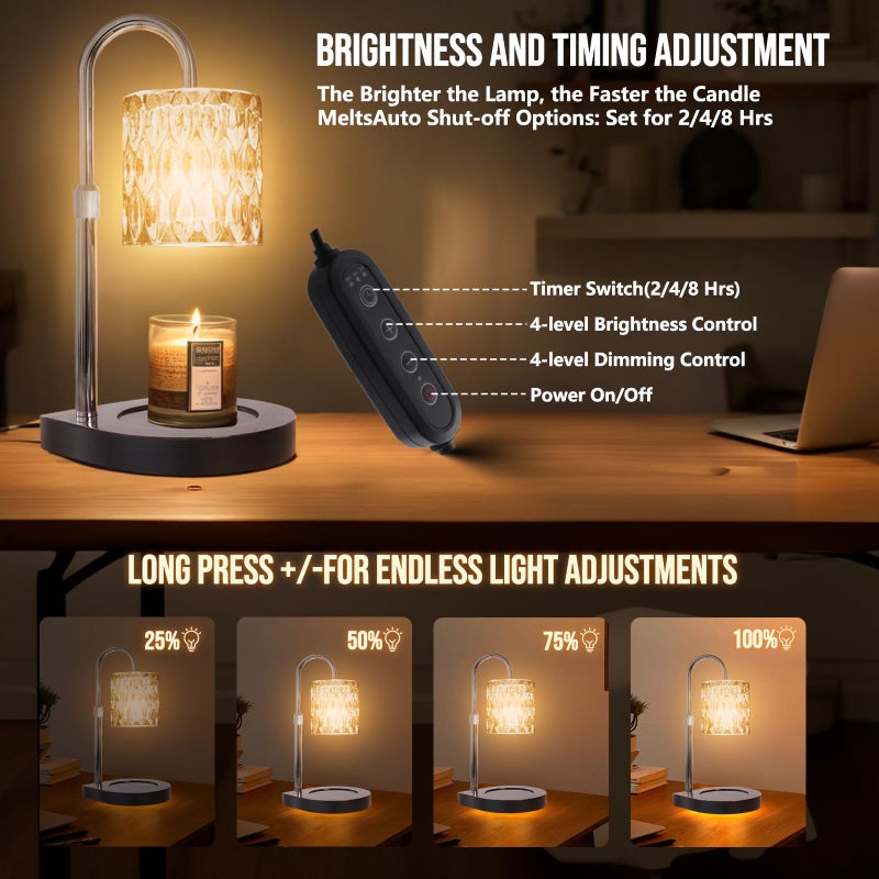 GEEZO Fragrance Candle Warmer Lampï¼ŒElectric Candle Warmer with Timer & Dimmerï¼ŒMom Christmas Birthday Gifts for Women, House Warming Gifts New Home Bedroom Decor - Image 3