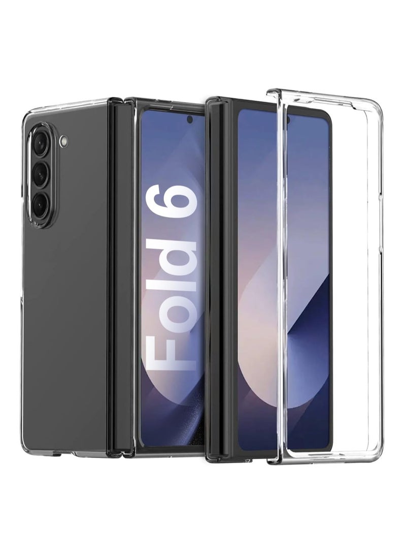 BORTONY Samsung Galaxy Z Fold 6 Case Cover Anti-Yellowing Crystal Transparent Hard PC Shell Wireless Charging Compatible Protective Cover for Z Fold 6 2024 - Image 1