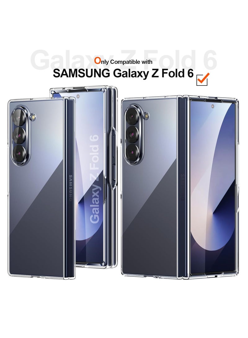 BORTONY Samsung Galaxy Z Fold 6 Case Cover Anti-Yellowing Crystal Transparent Hard PC Shell Wireless Charging Compatible Protective Cover for Z Fold 6 2024 - Image 2