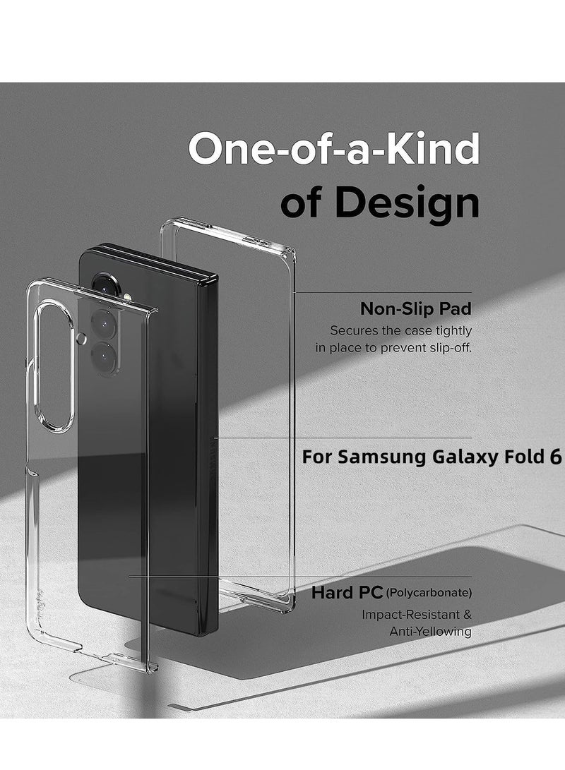 BORTONY Samsung Galaxy Z Fold 6 Case Cover Anti-Yellowing Crystal Transparent Hard PC Shell Wireless Charging Compatible Protective Cover for Z Fold 6 2024 - Image 3