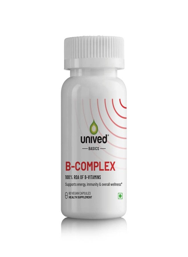 Unived Basics B-Complex | 100% RDA of 8 Essential B-Vitamins | Healthy Energy Levels & Metabolism | 60 Vegan Capsules - Image 1