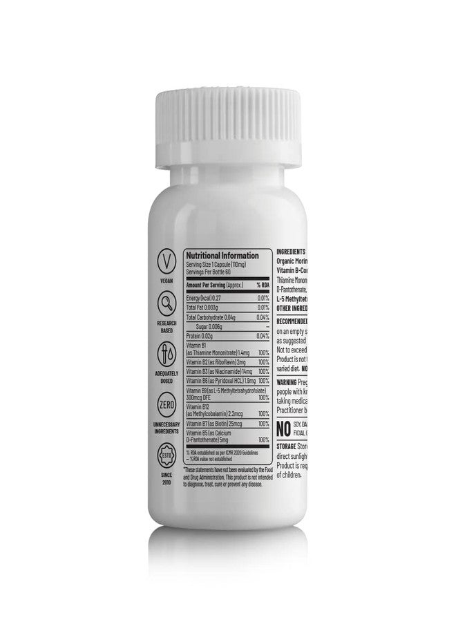 Unived Basics B-Complex | 100% RDA of 8 Essential B-Vitamins | Healthy Energy Levels & Metabolism | 60 Vegan Capsules - Image 2