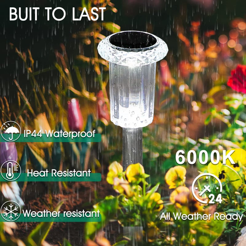 Eyrosa Solar Outdoor Lights, 10 Pack Waterproof Stainless Steel Solar Stake Lights for Pathway Garden Yard Path Walkway Driveway Lawn Patio Outside Decor, Cool White - Image 3