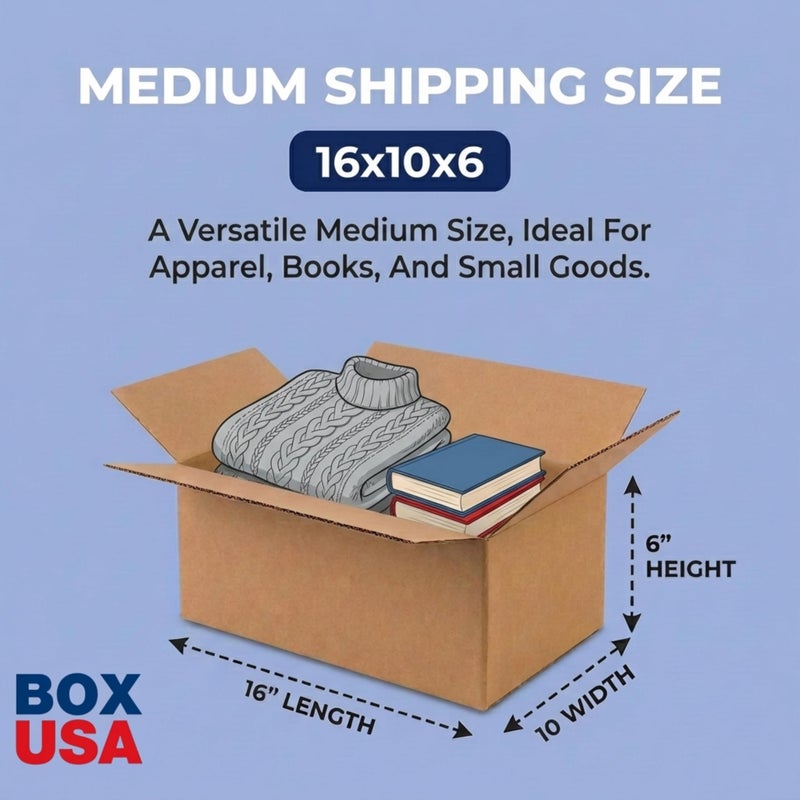 BOX USA Shipping Boxes 16"L x 10"W x 6"H, 25-Pack Medium Corrugated Cardboard Boxes for Shipping, Mailing, Packing, Packaging and Storage - Image 2