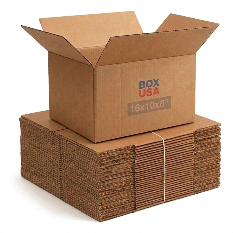 BOX USA Shipping Boxes 16"L x 10"W x 6"H, 25-Pack Medium Corrugated Cardboard Boxes for Shipping, Mailing, Packing, Packaging and Storage - Image 1