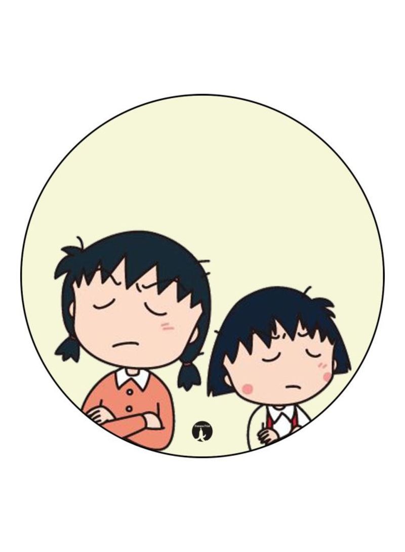 Anime Chibi Maruko Chan Theme Printed Mouse Pad  Black/Orange/Beige