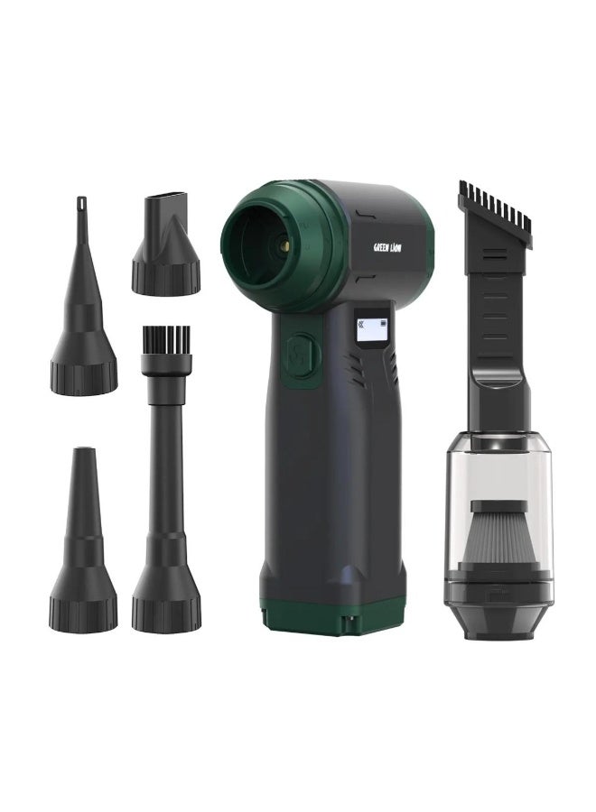 جرين ليون جهاز نفخ وشفط الهواء AIR MASTER، منفاخ توربو محمول لاسلكي بمحرك بدون فرشاة بسرعة 90000 دورة في الدقيقة لإزالة الرمل والأوراق، جهاز نفخ وشفط خفيف الوزن ومحمول مع فوهات متعددة الوظائف / 10 مستويات سرعة / قوة 400 واط / قوة شفط 18 كيلو باسكال / مصباح LED كشاف / ضوضاء منخفضة / شاشة رقمية / وقت تشغيل 150 دقيقة / منفذ شحن USB-C - أسود - Image 5