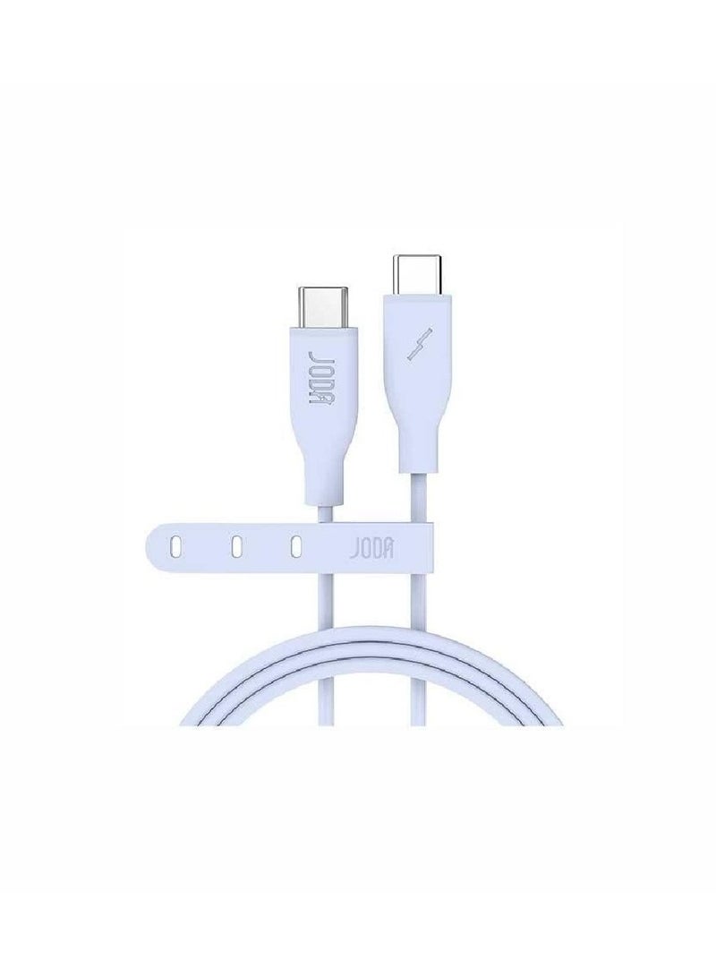 جودا كيبل شحن تايب سي إلى تايب سي ، ناعم من السيليكون، سرع وآمن بقوة 60 واط، بطول 1 متر ولون أنيق سماوي.ي - Image 1