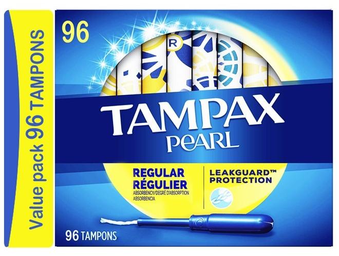 Tampax 96-Piece Pearl Regular Leakguard Protection Tampons Individually Wrapped - Image 1