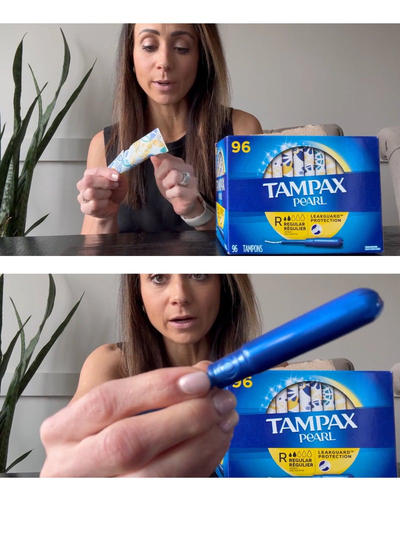 Tampax 96-Piece Pearl Regular Leakguard Protection Tampons Individually Wrapped  - Image 2