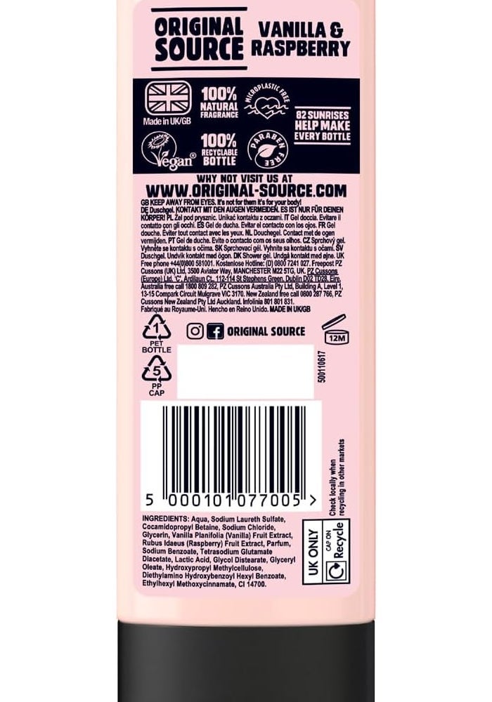 Original Source Creamy Vanilla & Raspberry Shower Gel, 250ml - Image 2