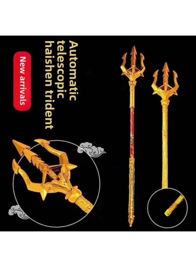 Travel Toys Children's Toys Monkey King Stainless Steel Ruyi Golden Hoop Stick Stall Toys-Color:Automatic Retractable [Trident]]  - Image 1