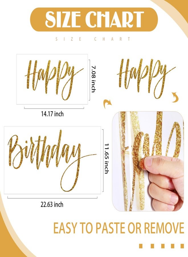 Sinload Happy Birthday Sign for Backdrop, Disposable Party Decoration, Easy Stick& Peel Wall Decal for Photo Background, Balloon Arch Decor(Gold) - Image 2