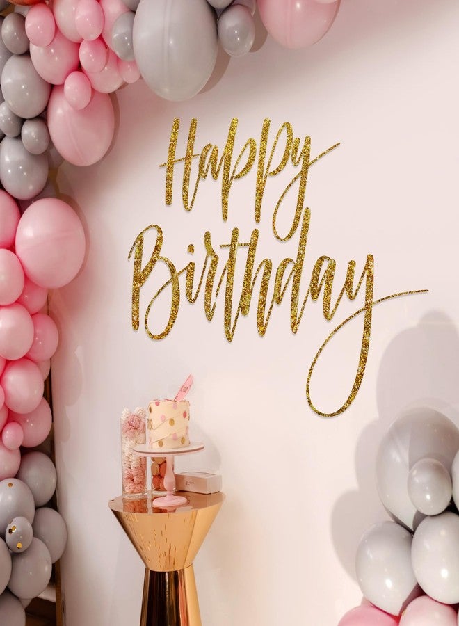 Sinload Happy Birthday Sign for Backdrop, Disposable Party Decoration, Easy Stick& Peel Wall Decal for Photo Background, Balloon Arch Decor(Gold) - Image 3