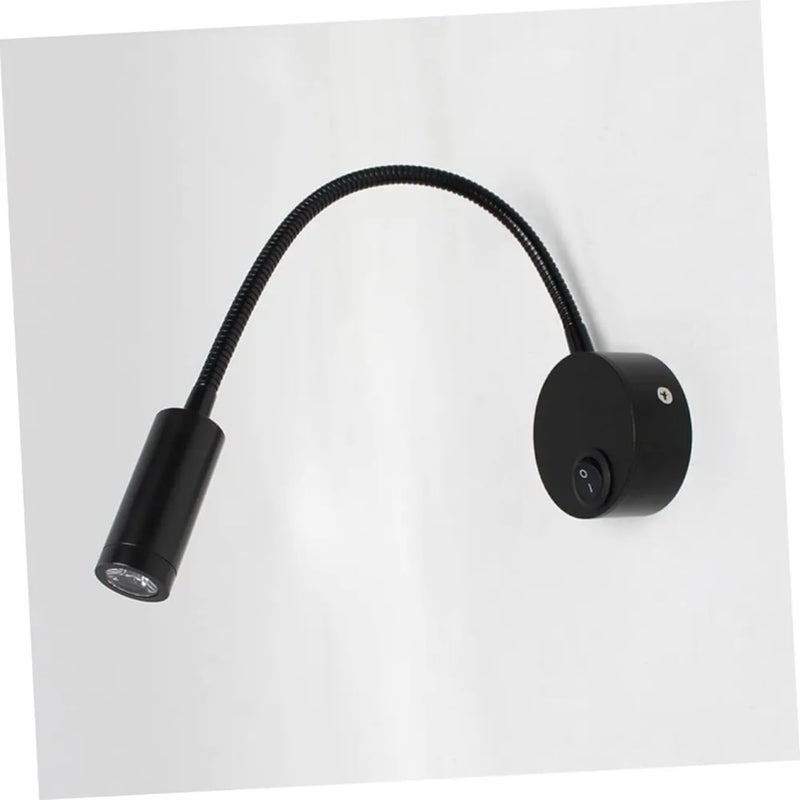 5W Aluminium Flexible Wall Reading Lights with On Off Switch Bed Lamp - Modern Gooseneck Light Bedside Lamp 360° - Warm White - Black (Pack of 1)  - Image 1