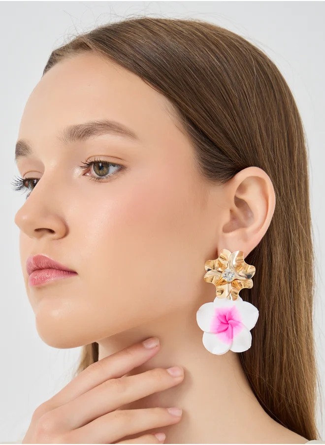 ستايلي Embellished Floral Dangle Earrings