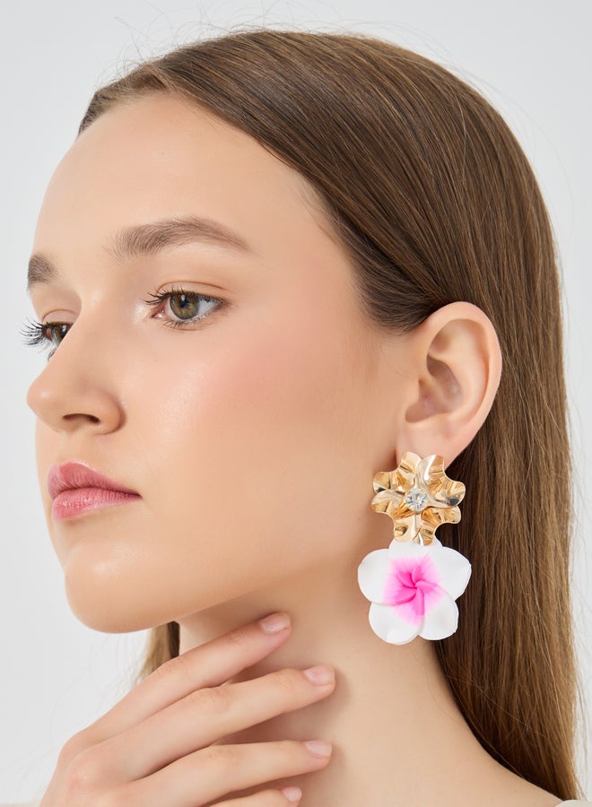 Styli Embellished Floral Dangle Earrings  - Image 2