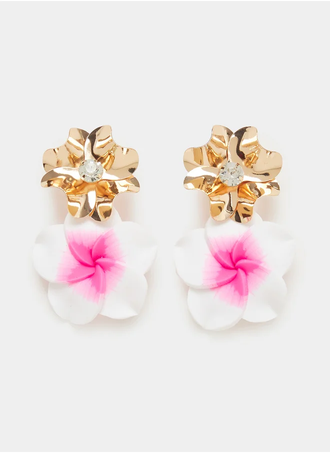 ستايلي Embellished Floral Dangle Earrings