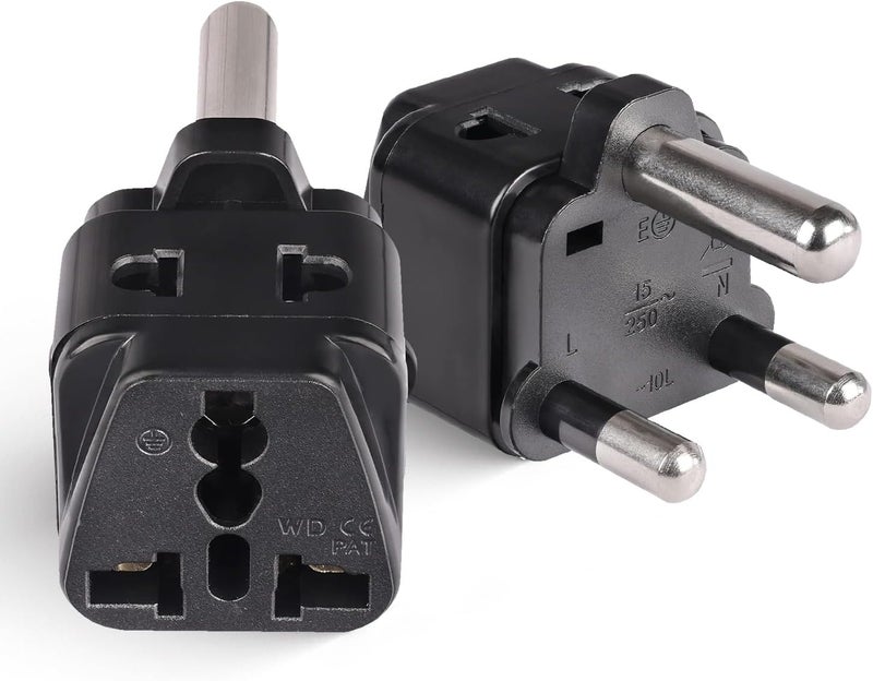 OREI South Africa Power Adapter - Type M Plug Adapter Compatible with South Africa, Botswana, Namibia & More - 2 in 1 US to South Africa Power Adapter - CE Certified, RoHS Compliant 2 Pack,Black Color - Image 1