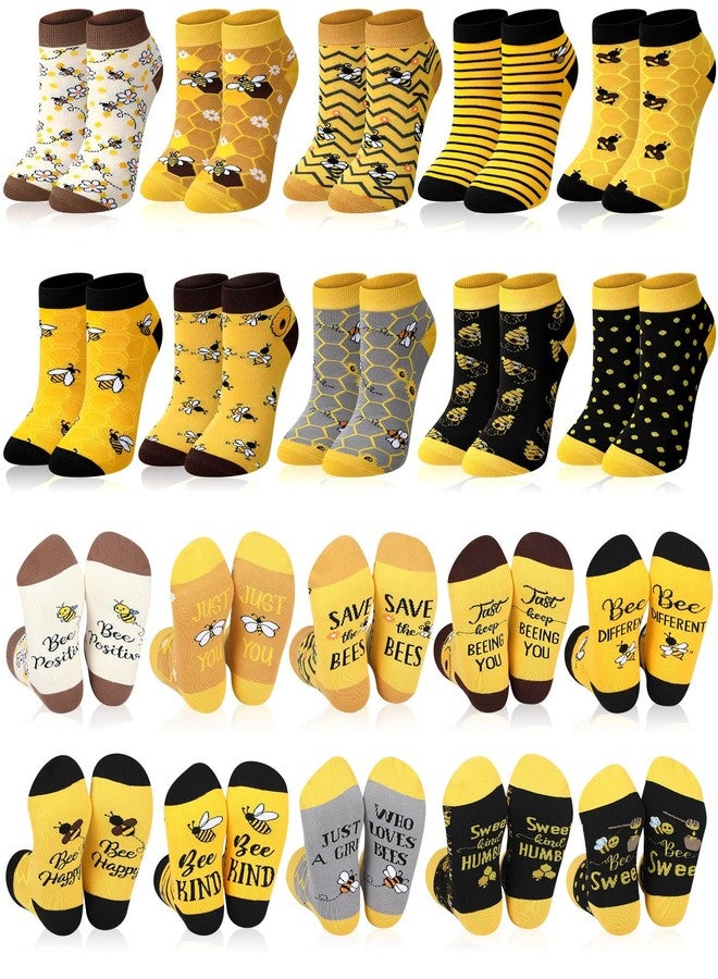 Bunnycool 10 Pairs Bee Gifts for Women Funny Bee Socks Cute Cotton Crew Socks for Honeybee Lover Holiday Birthday Gifts - Image 1