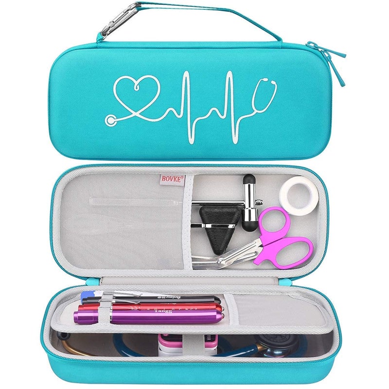 BOVKE Stethoscope Case for 3M Littmann Classic III Monitoring, Lightweight II S.E, Cardiology IV Diagnostic, MDF Acoustica Stethoscopes, Extra Room for Nurse Essentials and Medical Supplies, Turquoise - Image 1