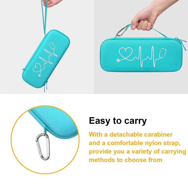 BOVKE Stethoscope Case for 3M Littmann Classic III Monitoring, Lightweight II S.E, Cardiology IV Diagnostic, MDF Acoustica Stethoscopes, Extra Room for Nurse Essentials and Medical Supplies, Turquoise - Image 5
