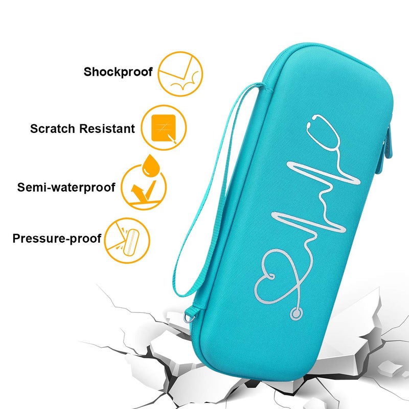 BOVKE Stethoscope Case for 3M Littmann Classic III Monitoring, Lightweight II S.E, Cardiology IV Diagnostic, MDF Acoustica Stethoscopes, Extra Room for Nurse Essentials and Medical Supplies, Turquoise - Image 2