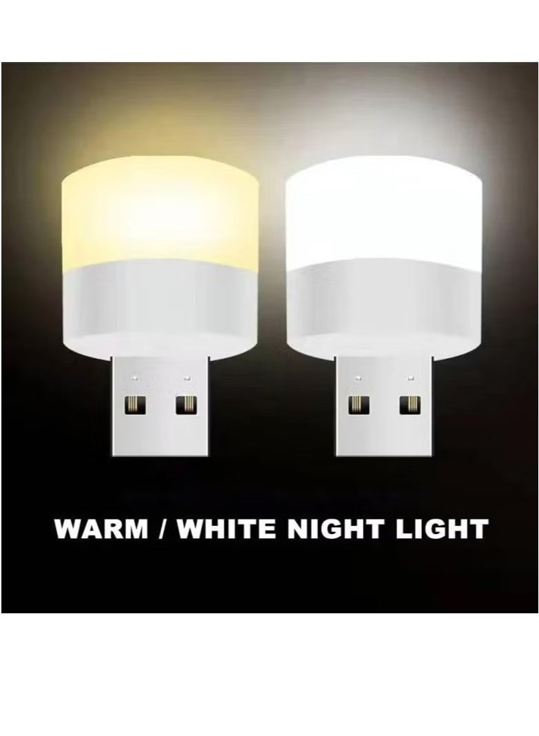 OMEVE 10pcs Mini Soft Glow USB Night Light - Eye-Care LED Reading Lamp with Ultra Portable Design, Compatible with Computer and Mobile Power,Mini LED Light for Car, Bedroom, Nursery, Bathroom(Warm+White) - Image 2