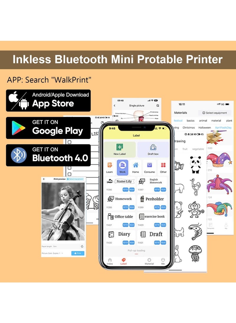 Generic - Portable Mini Wireless Thermal Printer, Compatible With IOS And Android, Ink-Free Printing, High-Speed Receipt & Sticker Printer For Photos - Image 1