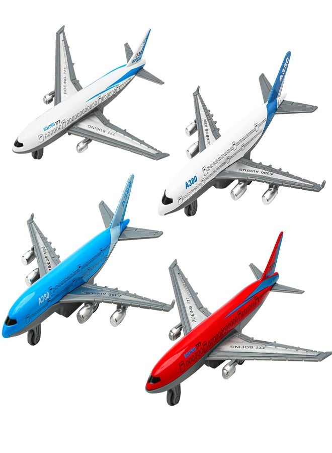 OTONOPI Toy Airplane Die-cast Metal Model Plane Pull Back Aircraft Airline for Kids Cake Toopper Party Favor Age 3+ Pack of 4pcs - Image 1