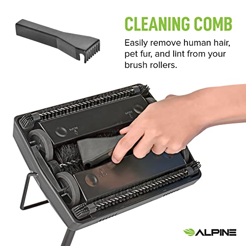 Alpine Industries Alpine Manual Carpet Sweeper Triple Brush – Cordless Non Electric Multi-Surface Floor Brush Hardwood Floor Cleaner Easy Sweeping for Carpeted Floors (Improved Black) - Image 5