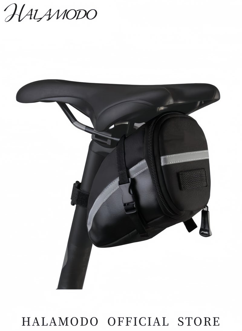 هالامودو حقيبة مقعد دراجة مقاومة للماء حقيبة مقعد دراجة مثلثة مع حزام لتثبيت زجاجة ماء حقيبة تخزين للدراجة مع جيب لأدوات الإصلاح للدراجات على الطرق والدراجات الجبلية - Image 2