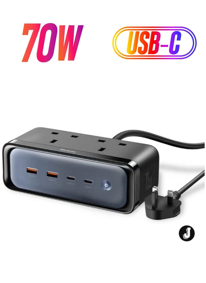 JAJEEK "Charger 4590 Power Strip – 6-in-1 GaN Charger with 70W Output & Lightning Protection" - Image 1