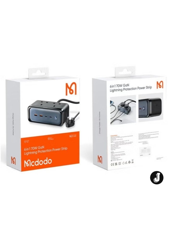 JAJEEK "Charger 4590 Power Strip – 6-in-1 GaN Charger with 70W Output & Lightning Protection" - Image 5