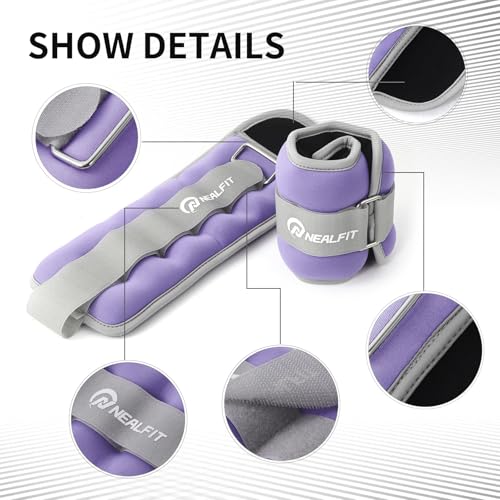 NEALFIT Ankle Weights for Men Women Kids, Leg Arm Wrist Weights with Adjustable Strap for Running, Gymnastics, Aerobics,Gym, Fitness (Purple, 3 lbs x 2 (6LB Pair)) - Image 3