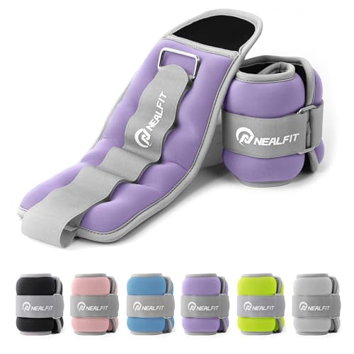NEALFIT Ankle Weights for Men Women Kids, Leg Arm Wrist Weights with Adjustable Strap for Running, Gymnastics, Aerobics,Gym, Fitness (Purple, 3 lbs x 2 (6LB Pair)) - Image 1