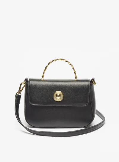 Flora Bella By Shoexpress Womens Solid Satchel Bag with Detachable Strap and Flap Closure