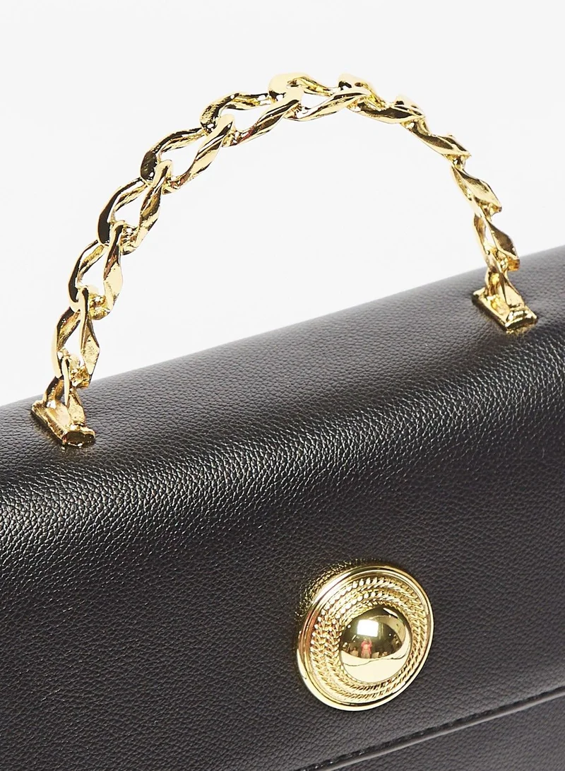 Flora Bella By Shoexpress Womens Solid Satchel Bag with Detachable Strap and Flap Closure