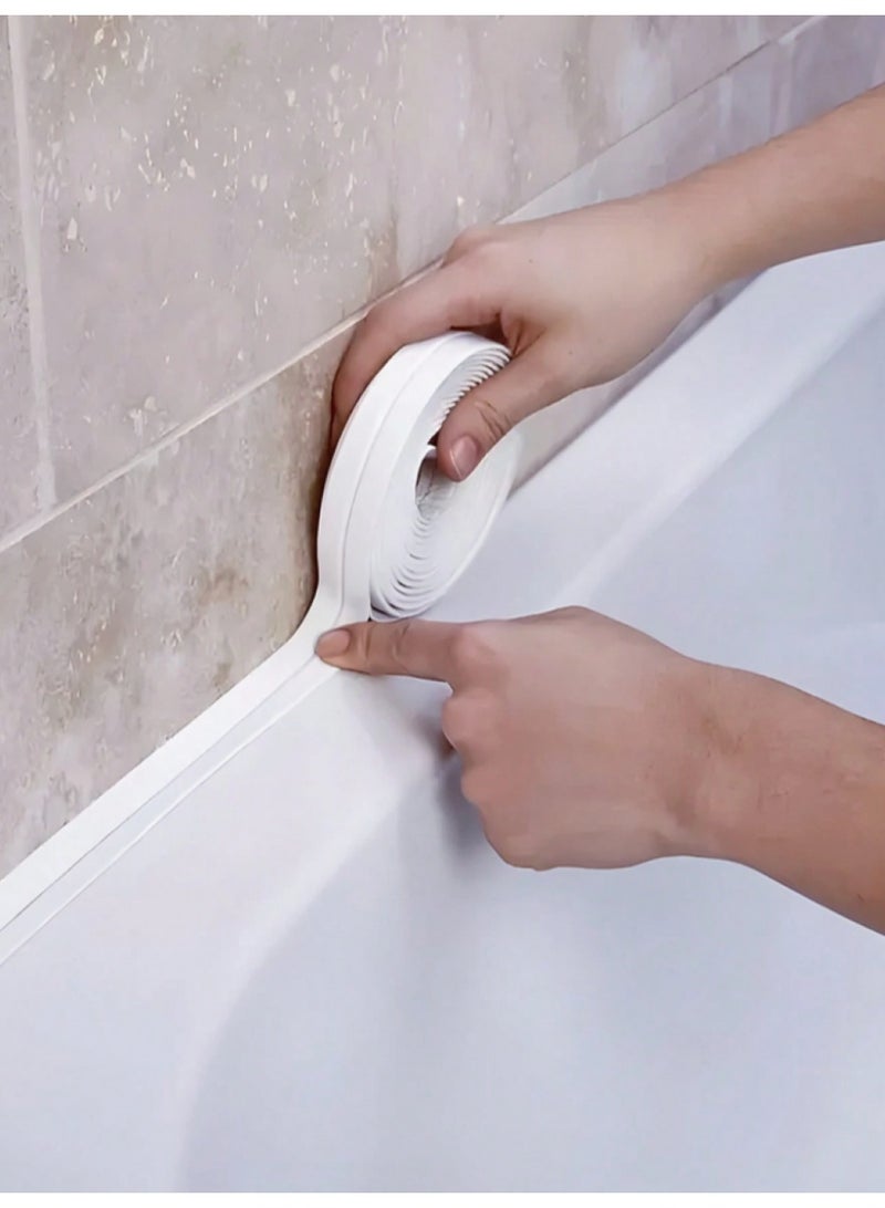 شريط لاصق مقاوم للماء، سهل الاستخدام، مادة مانعة للتسرب مناسبة للحمام والمطبخ، مثالية لقواعد الحمام والبلاط والأرضيات - 5 أمتار - Image 1