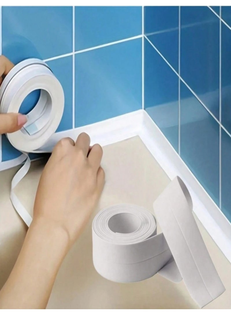 شريط لاصق مقاوم للماء، سهل الاستخدام، مادة مانعة للتسرب مناسبة للحمام والمطبخ، مثالية لقواعد الحمام والبلاط والأرضيات - 5 أمتار - Image 3