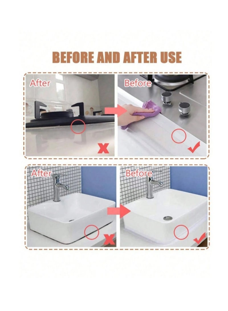 شريط لاصق مقاوم للماء، سهل الاستخدام، مادة مانعة للتسرب مناسبة للحمام والمطبخ، مثالية لقواعد الحمام والبلاط والأرضيات - 5 أمتار - Image 5