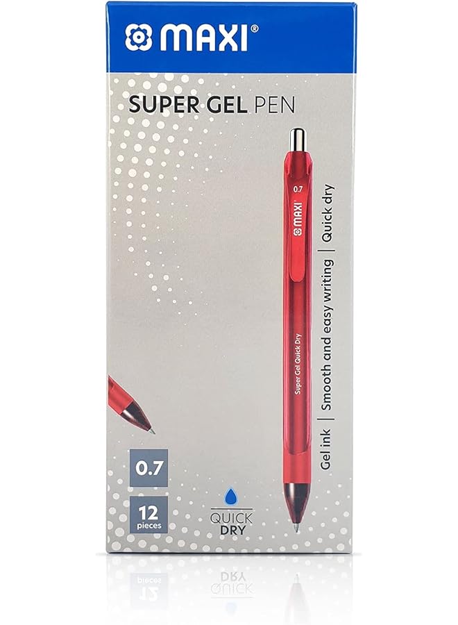 Maxi Super Gel Pen 0.7Mm Box Of 12 Pc Red - Image 1