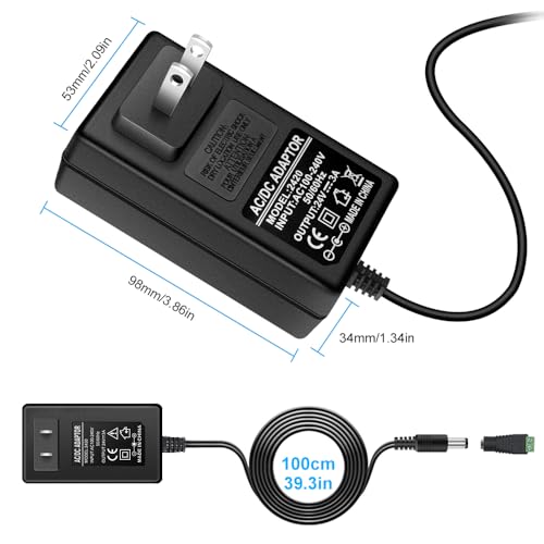 FLETERGIB 24V Power Supply, DC 24 Volt 2A 48W LED Lights Power Supply Adapter, 100-240V AC to 24V DC Transformer for LED Strip Lights, Wall Plug Power Supply with 5.5/2.1mm Jack Converter (2 Pack) - Image 4