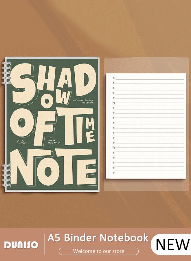 DUNISO دفتر ملاحظات A5 60 صفحة مع غلاف مقاوم للماء دفتر ورق مفكوك بسيط للطلاب دفتر يوميات ثقب دائري دفتر ملاحظات مفكوك قابل للإزالة دفتر أعمال للكتابة للطلاب والمكاتب - Image 1