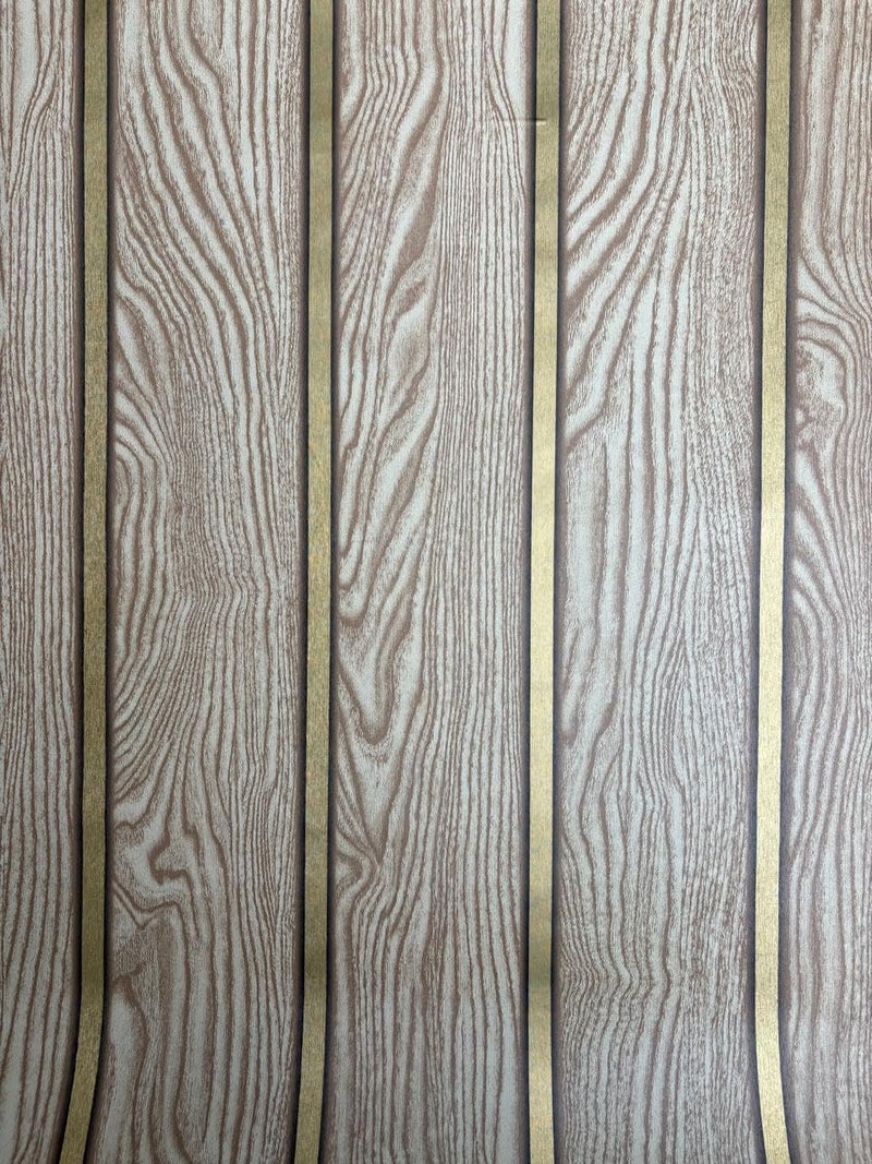 ELTON Wooden Golden Stripe Wallpaper, Self-Adhesive, Waterproof, Grey Wood Pattern with Gold Lines, Wall Decal for Home Decor (Grey Wood, 50 Sq Feet) - Image 2