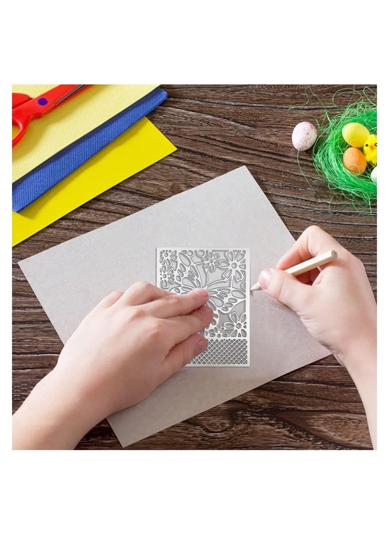KASTWAVE - Butterfly Flower Cutting Dies for Card Making, Hollow Frame Background Cutting Dies Rectangular, Embossing Stencils for DIY Scrapbook Album Decorative, Card Making, 2 Pcs - Image 1