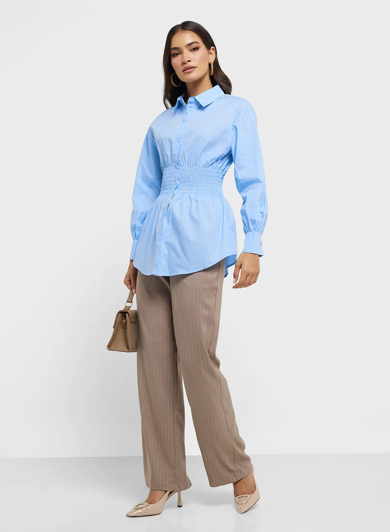 ELLA Sinched Waist Button Down Shirt