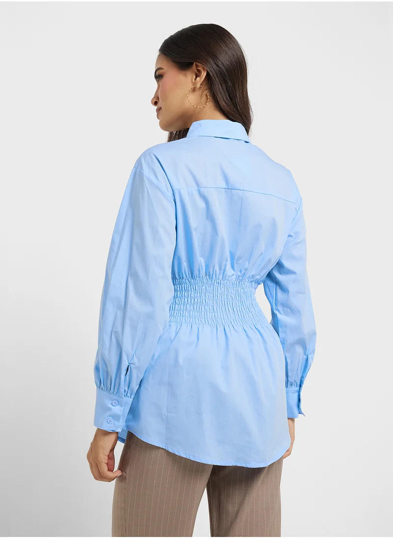 ELLA Sinched Waist Button Down Shirt