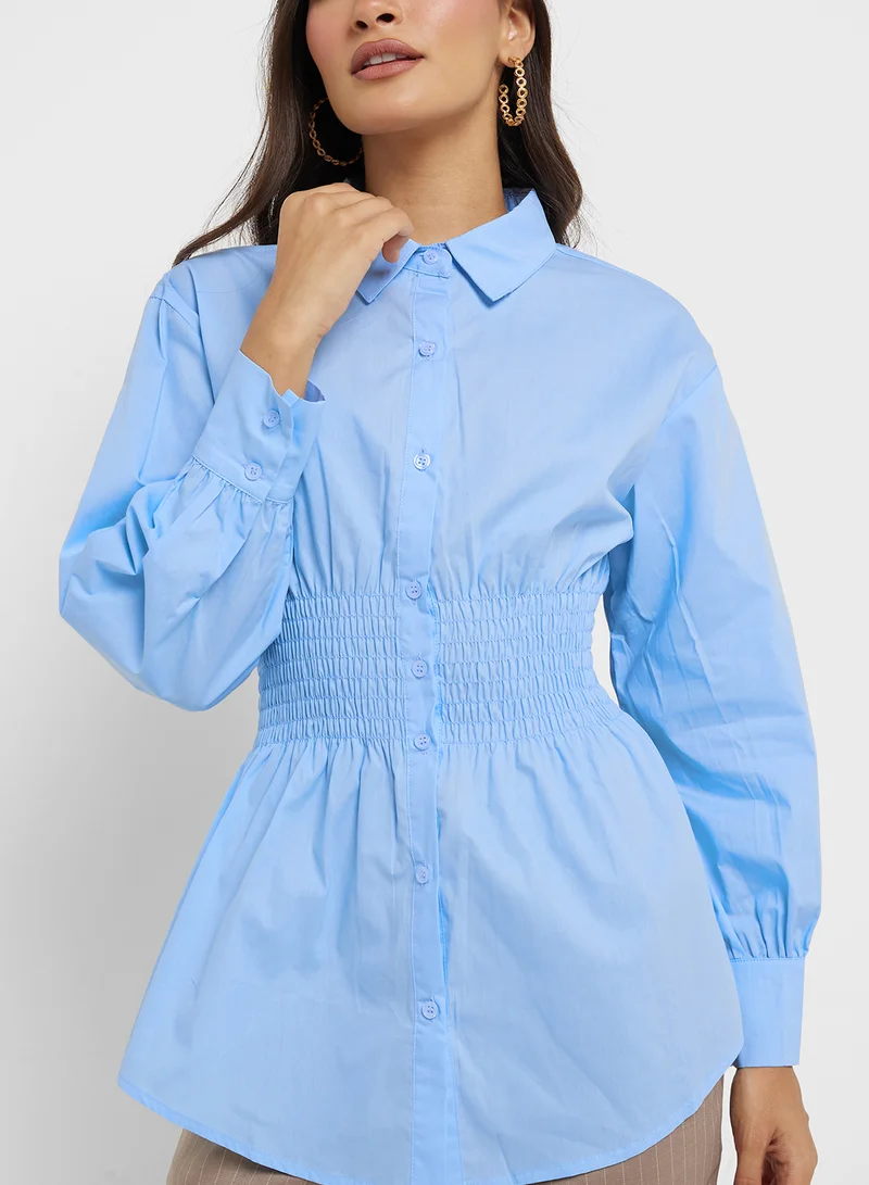 ELLA Sinched Waist Button Down Shirt