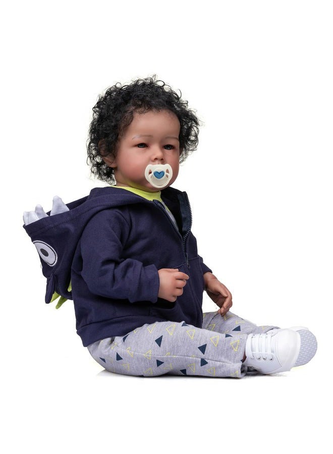 iCradle Reborn Baby Dolls Boy Black Biracial African American Realistic Newborn Baby Dolls Lifelike Ethnic Silicone Reborn Toddler Doll Toy Accessories Gift for Collection & Kids Age 3+ (Dark Blue)… - Image 4